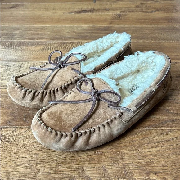 UGG Chestnut Suede Moccasin Slippers - Picture 5 of 11
